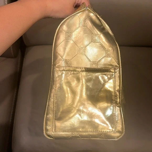 GOLD duffle bag y2k travel vacation bag metallic gold duffle bag carryon keepall - Picture 12 of 17